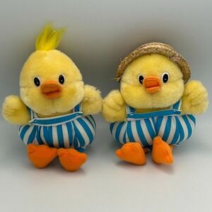 Vintage Easter AMERICAN GREETINGS Plush Baby Chick Duck Feathers Girl & Boy Hat